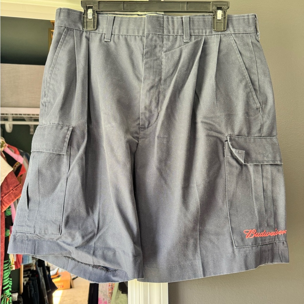 Blue Cargo Shorts with Embroidered Logo